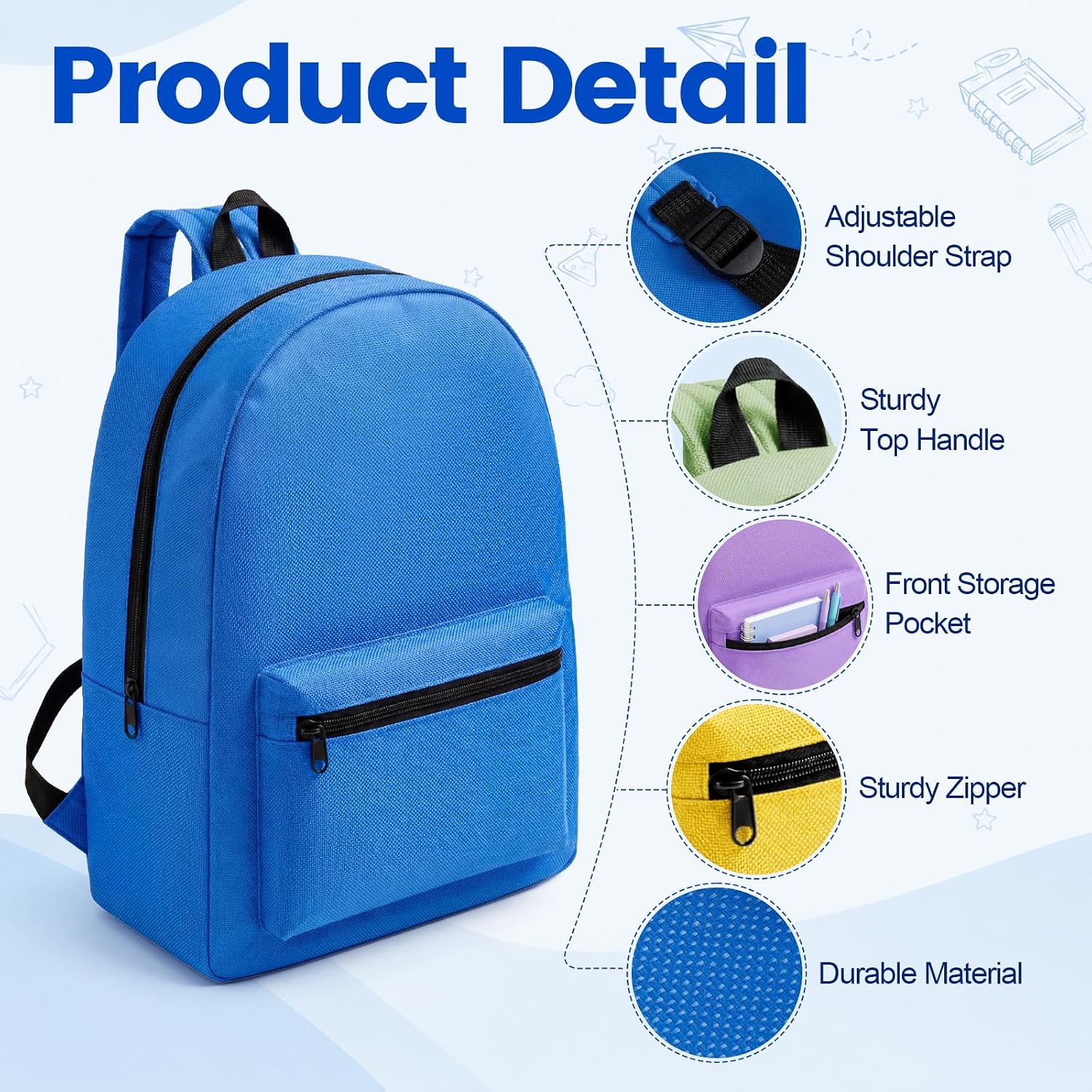 12 Pack Backpacks Bulk, 17 Inch Lightweight Bookbags with Adjustable Shoulder Straps, Backpack Bags for Outdoor Activities, Travel, Gym, Corporate Events, Donations