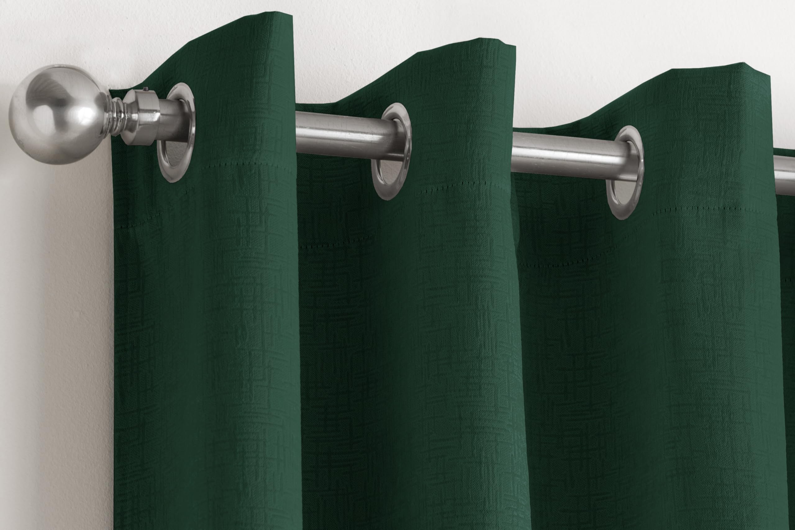 Enhanced Living Vogue Green 46 x 72 inch (117x183cm) Eyelet Thermal Noise Reducing Dim Out Curtains for Bedroom and Living Room - Image 2