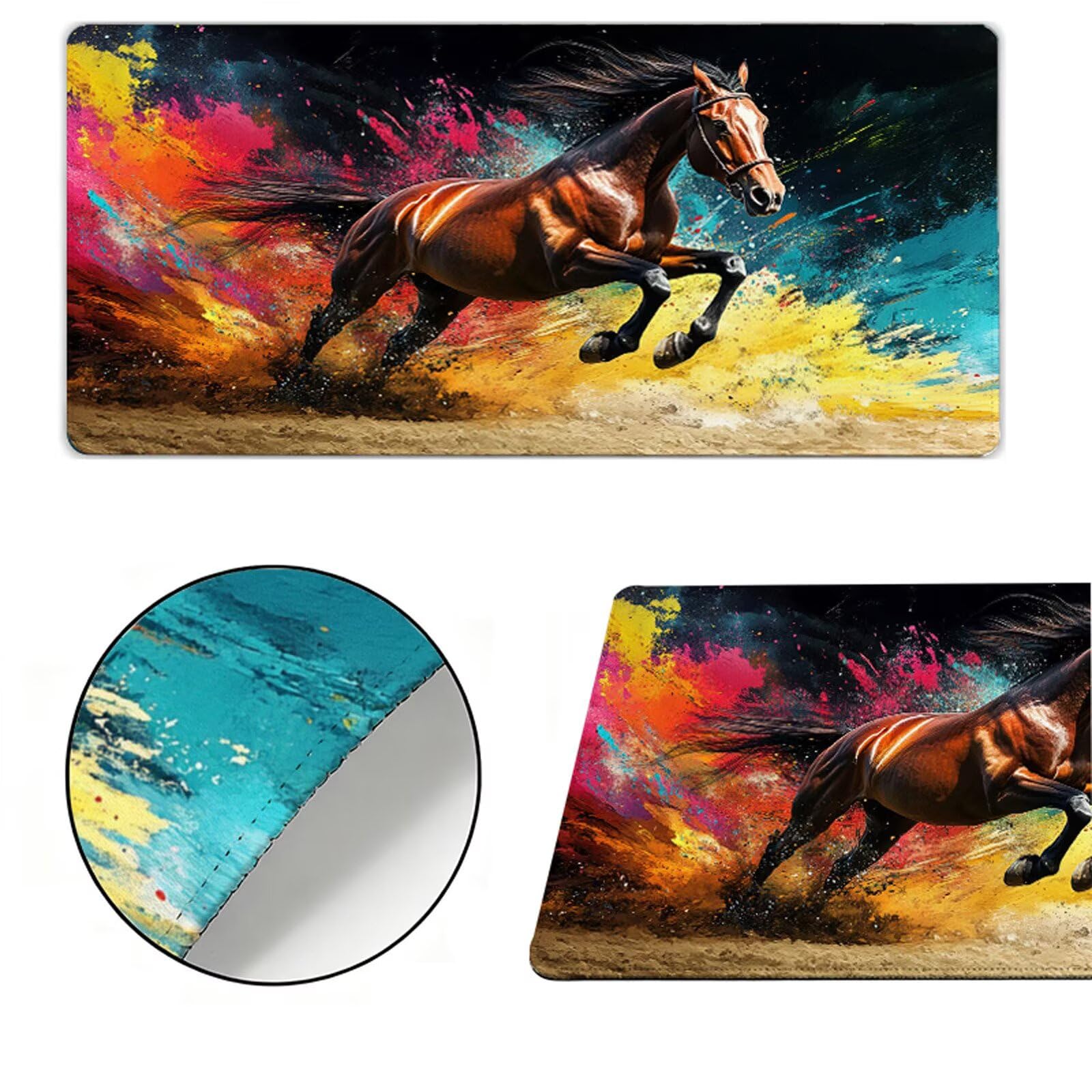 Podkładka pod mysz XXL 1200x600x3mm podkładka pod mysz koń podkładka pod mysz dla zwierząt poprawia precyzję i szybkość, antypoślizgowe wodoodporne, szyte krawędzie, akcesoria do gier, komputer