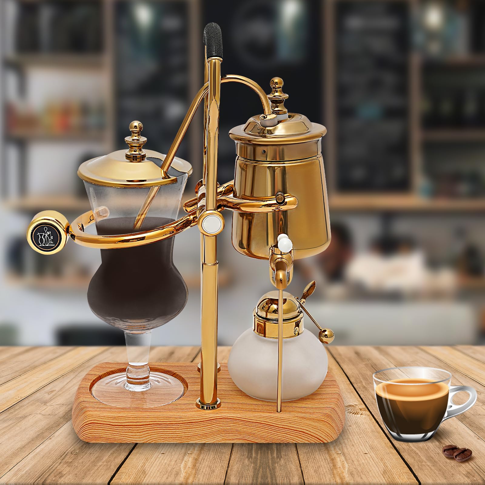 Luxuriöse Siphon Kaffeemaschine Vakuum Kaffeezubereiter Belgische Kaffeekanne Königliches Design mit Integriertem Filter für Perfekten Kaffeegenuss