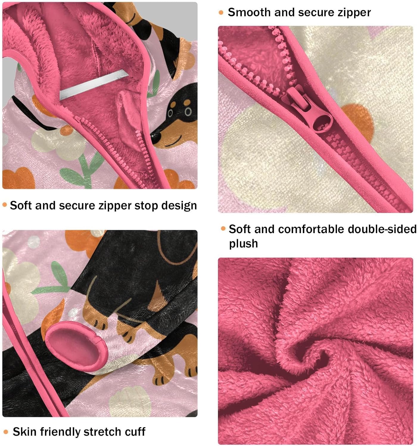 GuoChe Dogs and Flowers Kid Fleece Jacket