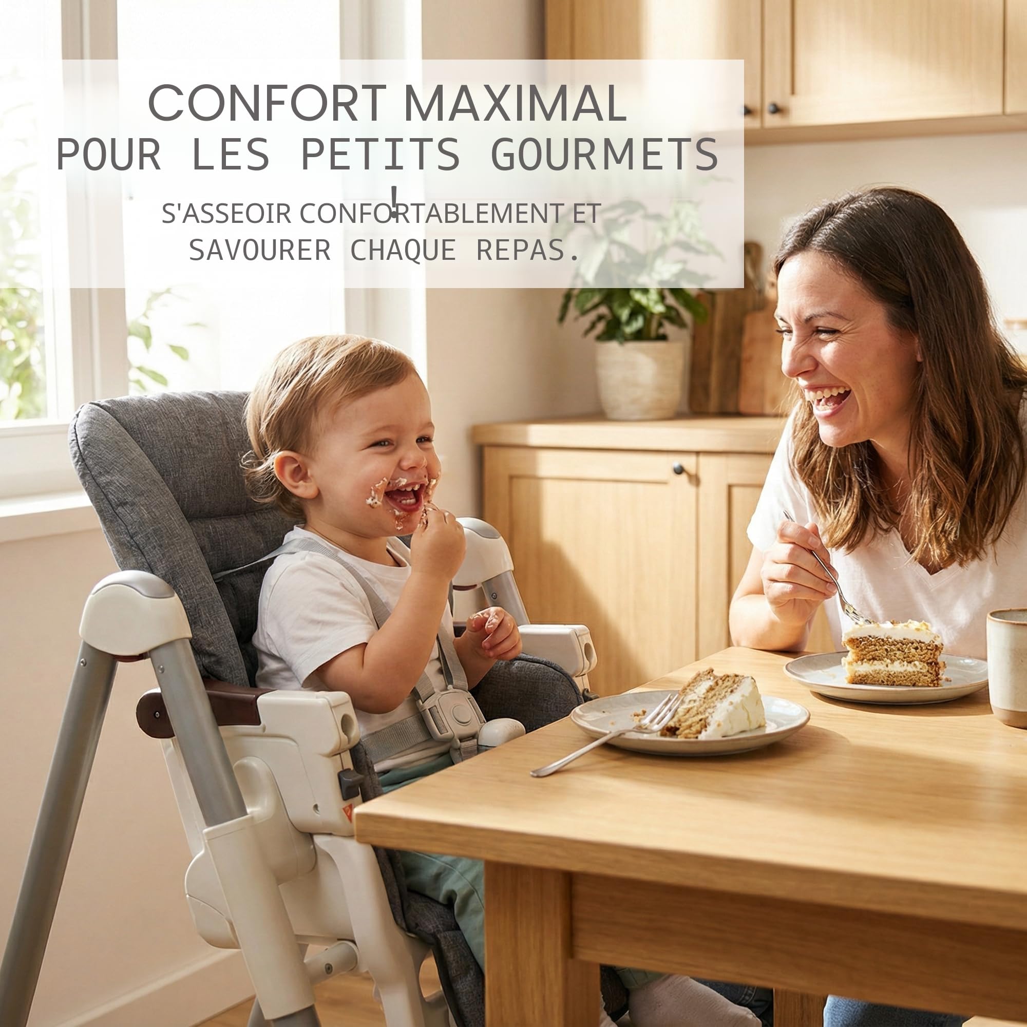 Housse de rechange pour coussin d'assise [Housse pour chaise haute] compatible avec Peg Perego Prima Pappa DINER (gris foncé chiné)