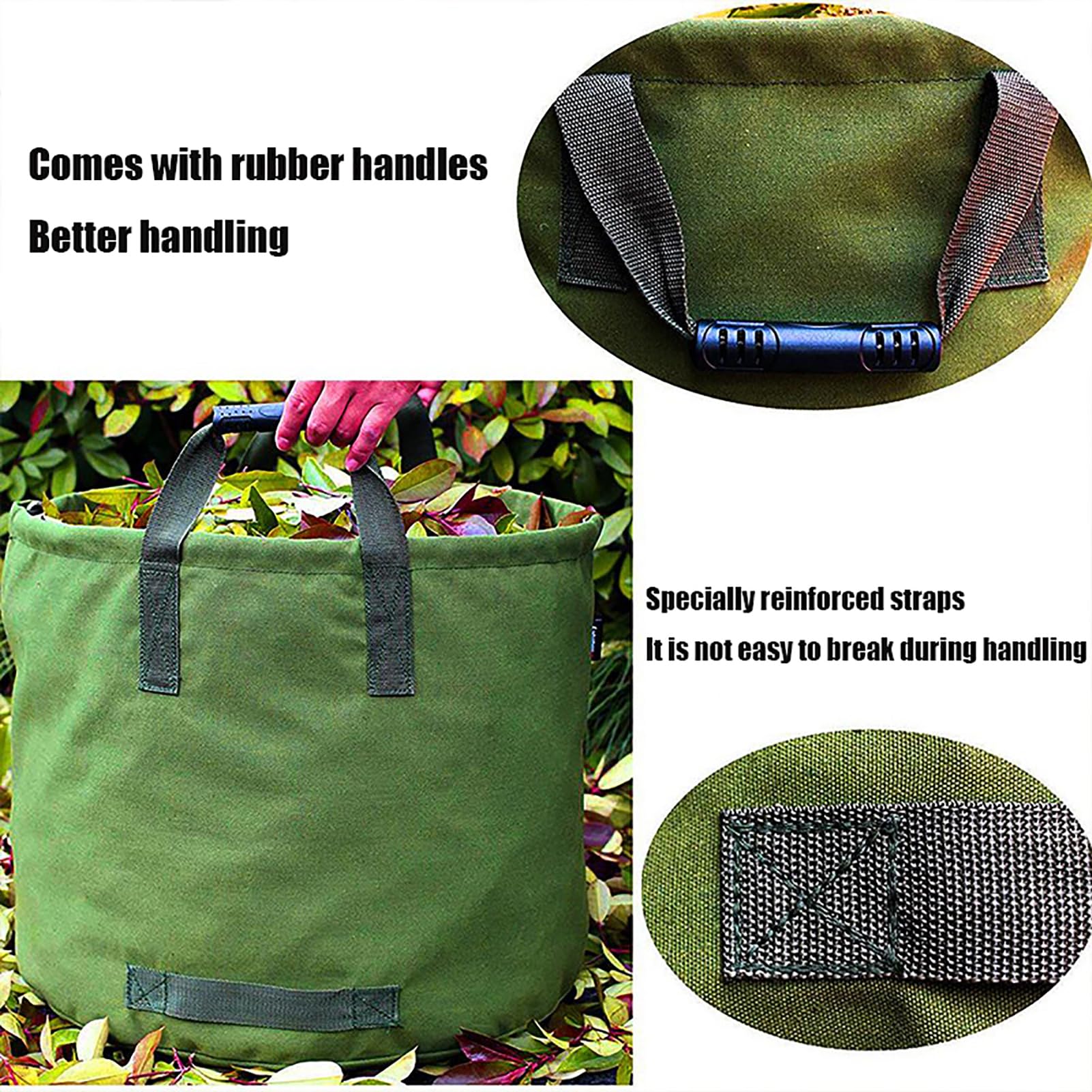 Sac à déchets de jardin 125 L en toile robuste robuste – Sac de jardin pliable polyvalent – Sac de jardin pliable et polyvalent en couleur noire