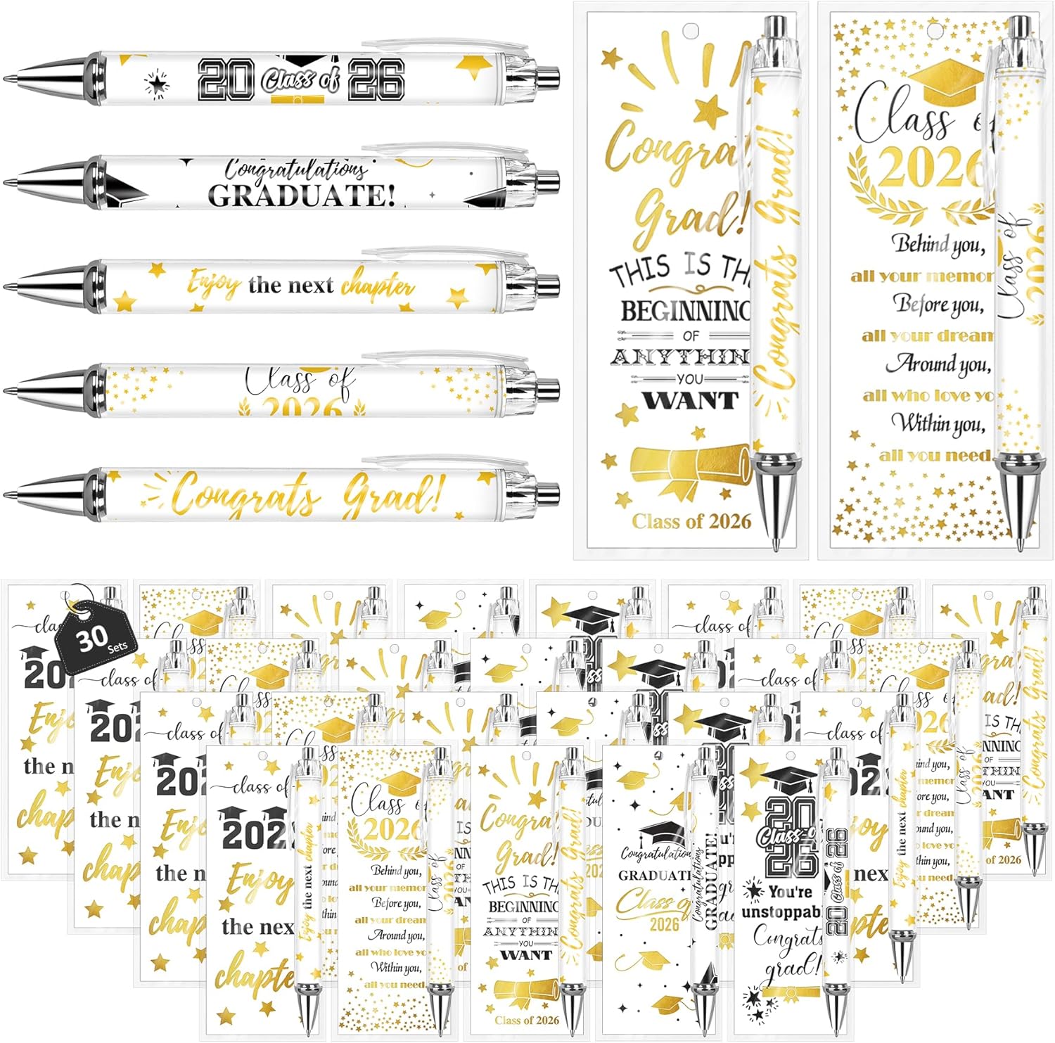 60 Sets Employee Appreciation Gifts Pens Bulk Team Teacher Staff Thank You Gifts with Bookmarks Favors Items Black Ink Ballpoint Pen Inspirational for Collegue Party Guests Her Him Women Men