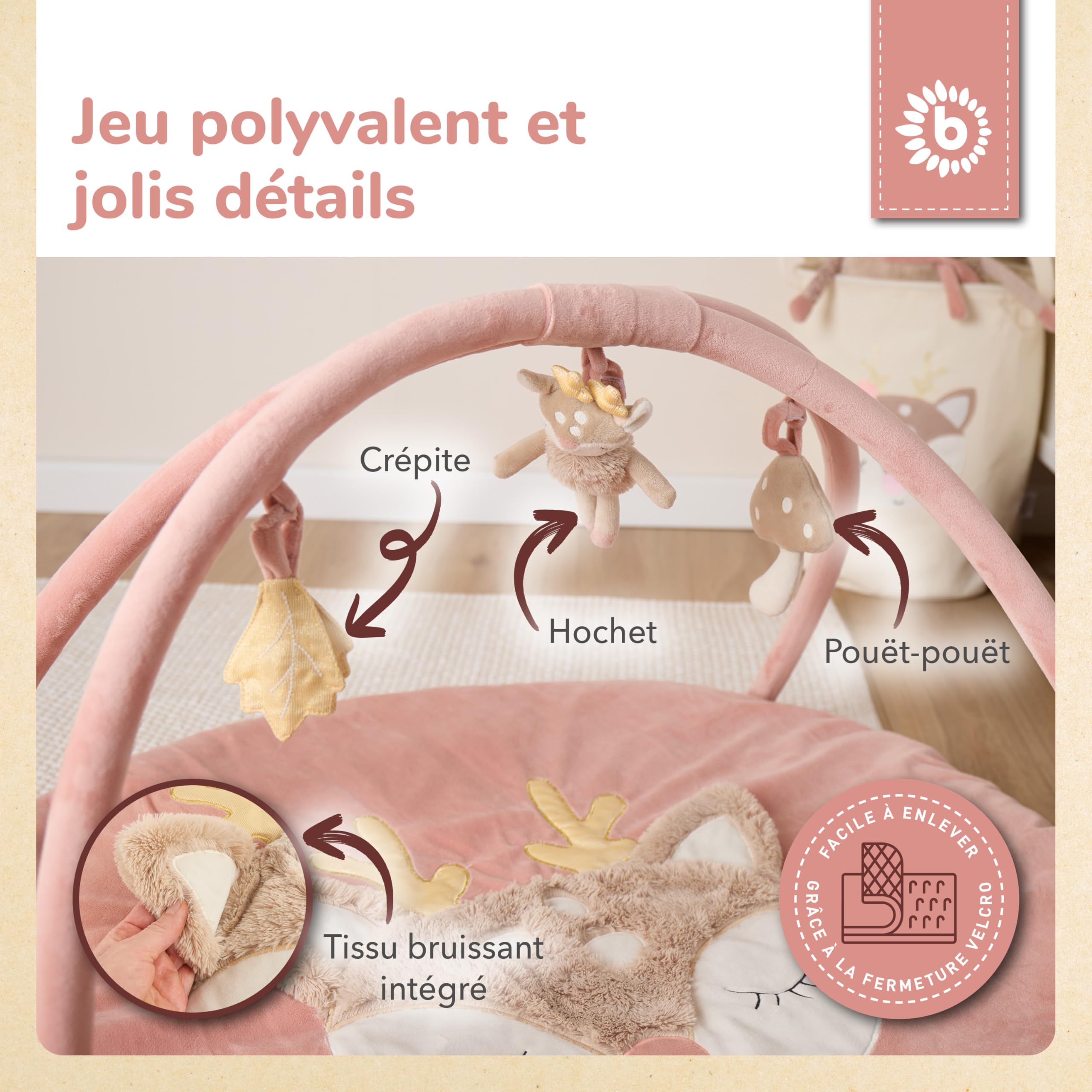 Bieco Tapis d'éveil avec arche d'activités Reh Ella | Couverture bébé Reh Ella | Tapis d'éveil bébé avec arche de jeu | Tapis d'activités bébé sol Gym Tapis de jeu