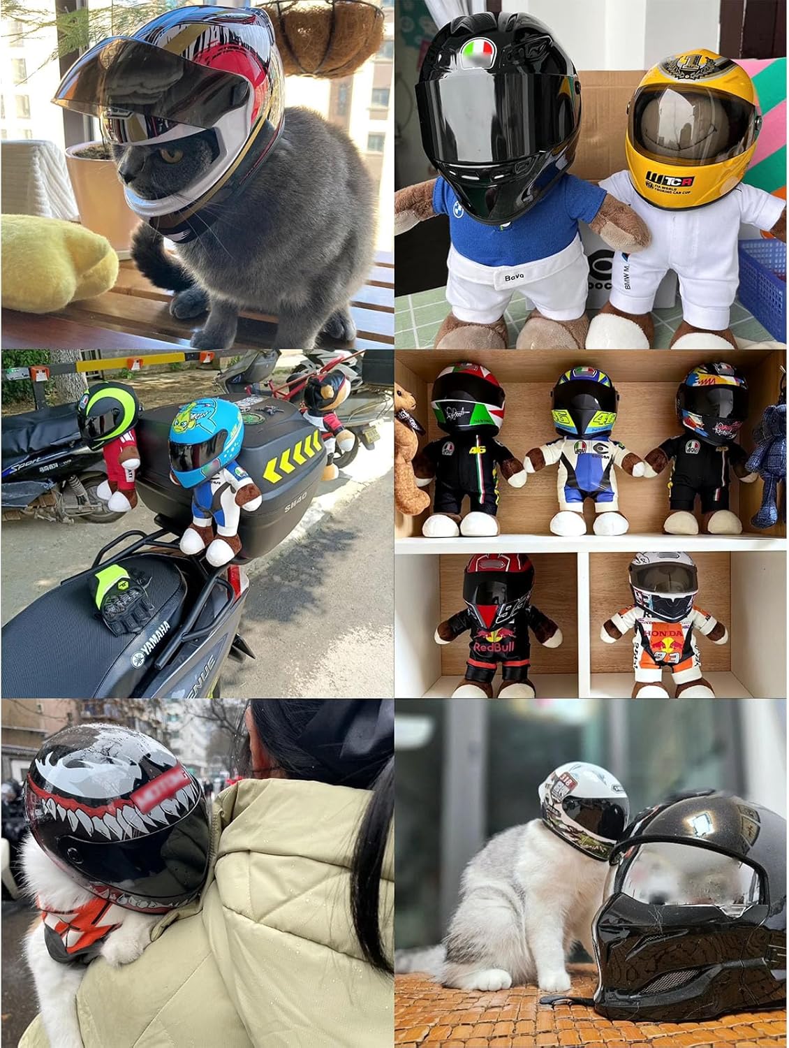 Cat Helmet Full Face Motorcycle Helmet Outdoor Motorcycle Bike Riding Helmet Hat for Cat Dog Doggie Puppy Kitten Helmet Supplies Racing Small Collect Gifts, DOT Approved
