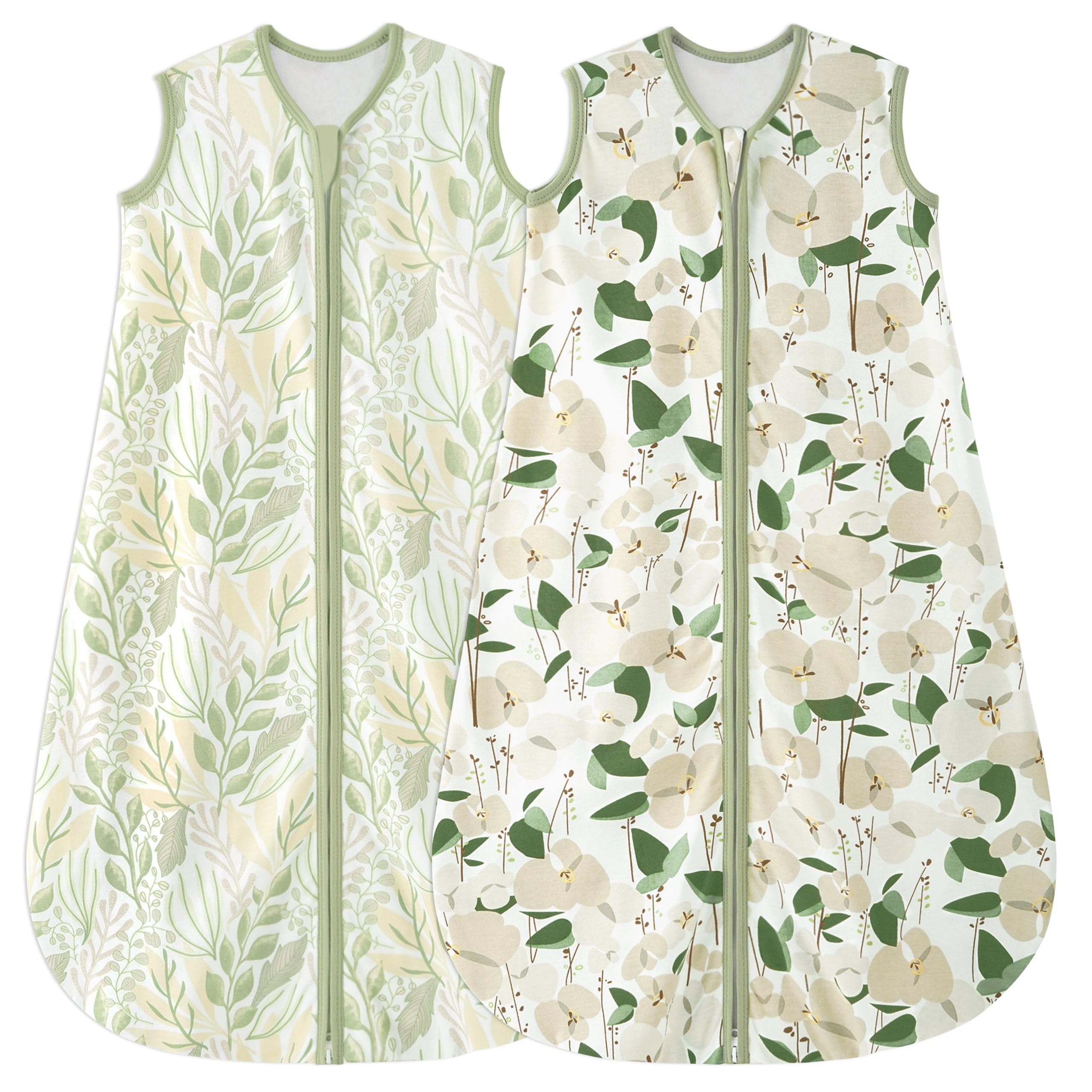 Yoofoss Baby Sleep Sack 12-18 Months Baby Wearable Blanket 100% Cotton 2-Way Zipper TOG 0.5 Toddler Sleeping Sack 2 Pack