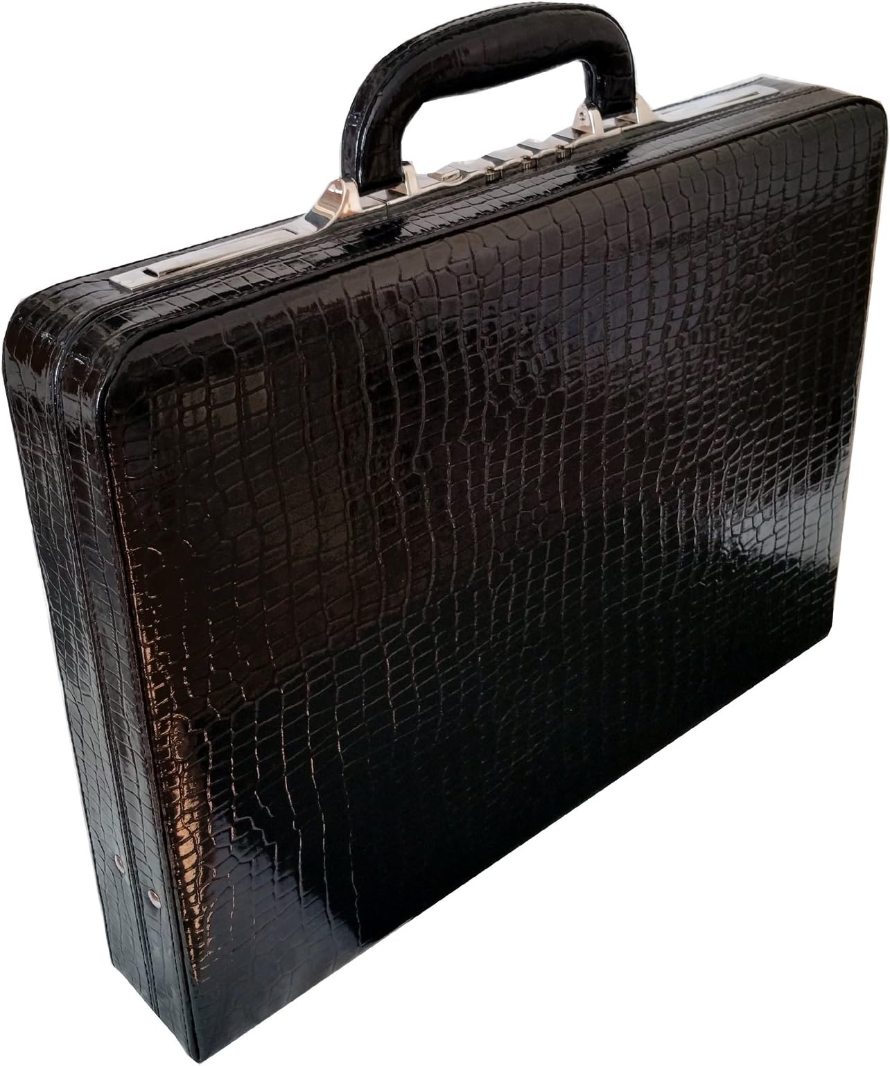 Genuine Leather Croc Finish Unisex Slimline Executive Attache Case Briefcase