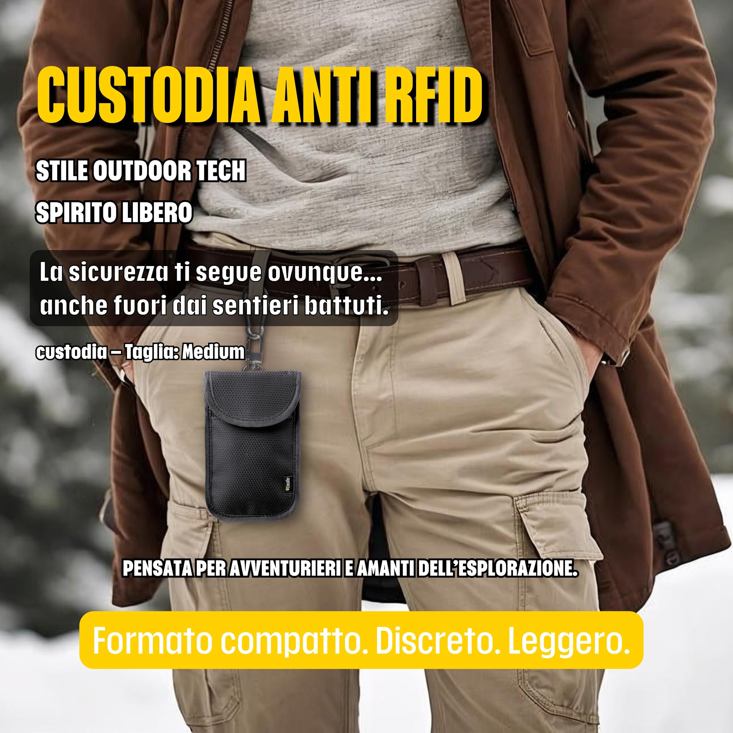 Custodia Schermata Chiave Keyless Ripstop Medium Gabbia Faraday Antifurto Auto Blocco Segnale RFID