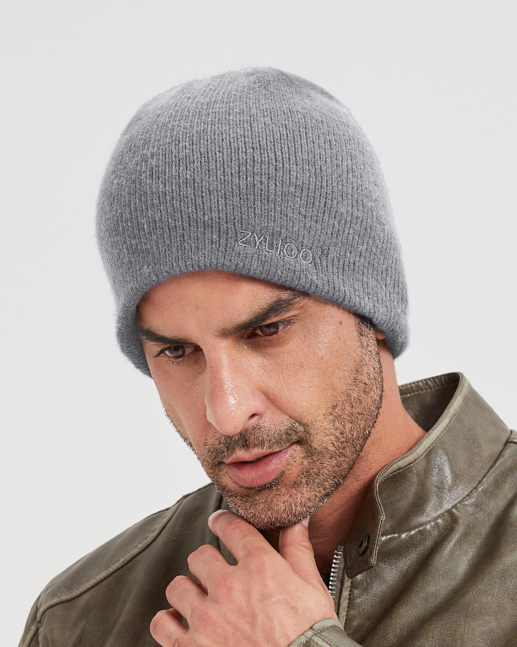 Zylioo Gorros reversibles para cabezas grandes y pequeñas, 2 en 1, de doble cara, de punto de invierno, tallas S, M, L, XL, XXL, 3XL, Negro/gris/azul marino, XS/S