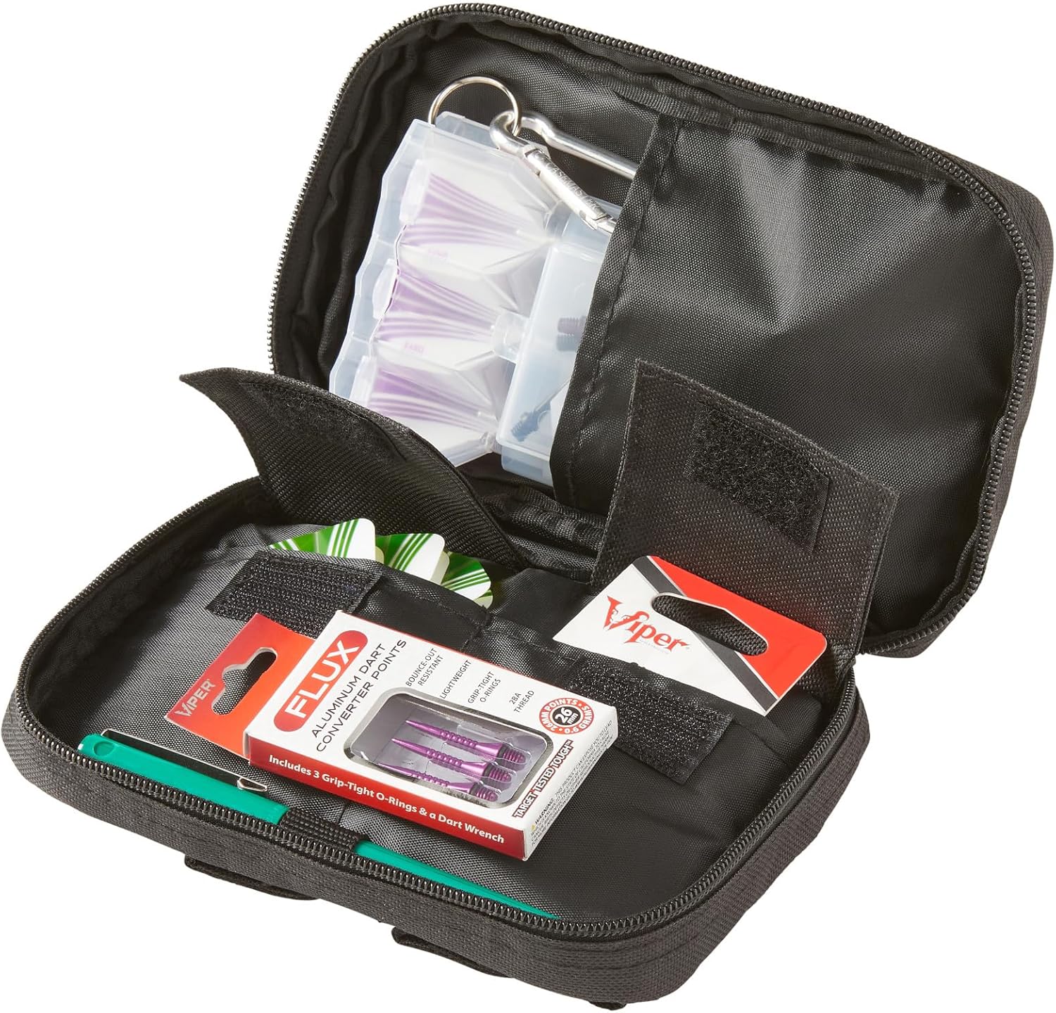 Casemaster Pioneer Dart Wallet with Nomad Dart Case Holder, Holds 3 Steel Tip or Soft Tip Darts, Accessory Pockets, Black