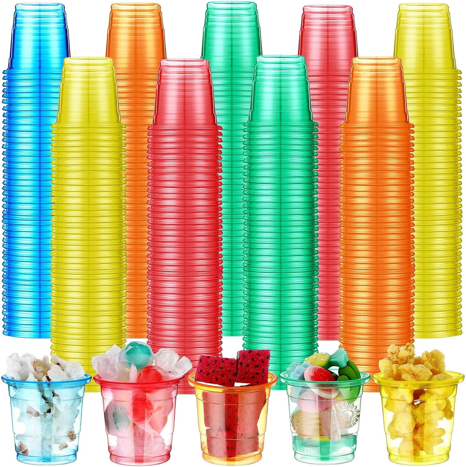 Nuanchu 1500 Pcs Neon Plastic Shot Glasses 1 oz Disposable Cups Bulk Party Shot Cups