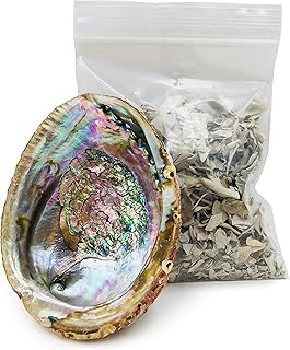 Loose Pieces of California White Sage & an Abalone Shell Incense Holder (Abalone Shell with Loose Sage)