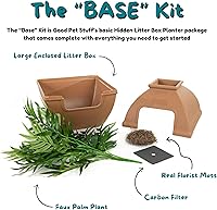 Vista 163 de Good Pet Stuff Kit original de caja de arena oculta y forro reutilizable, maceta redonda cerrada con plantas artificiales, sistema de filtro de olor