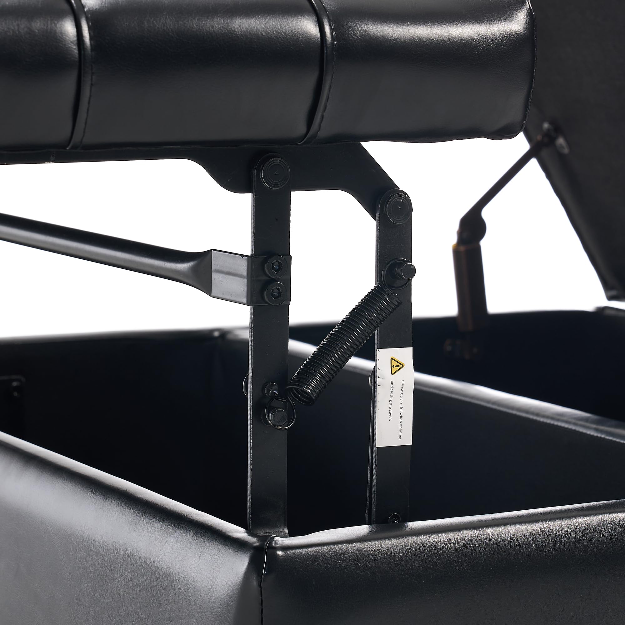 Sedia grande con vano portaoggetti quadrata, scatola imbottita, adatta per soggiorno, camera da letto, studio (nero PU)