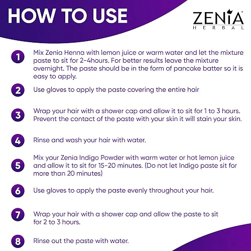 Miniatura 5 de Zenia Polvo de añil Indigofera Tinctoria para el cabello y la barba color para tintura 35 oz