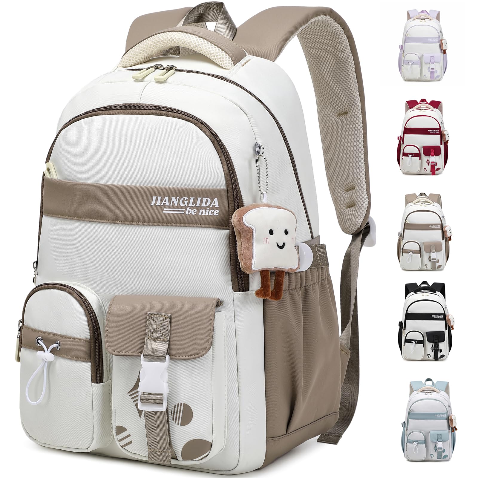 KESUDE Schulrucksack Teenager Mädchen - Rucksack Mädchen Schulranzen Jungen Großer Wasserdicht Schultasche Damen Daypack School Bag Backpack für Schule Ranzen Reise mit Anhänger