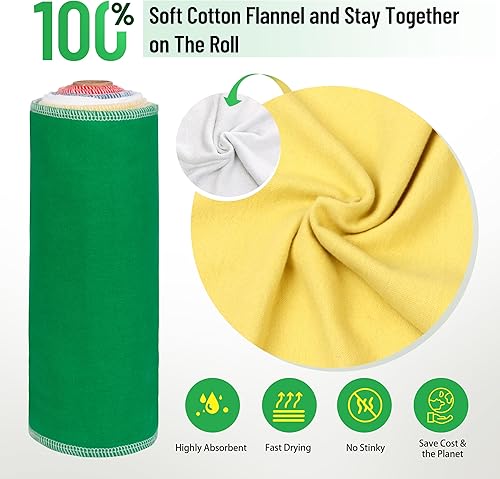 Miniatura 4 de Toallas de papel reutilizables  Servilletas absorbentes de algodón de 2 capas  Ecológicas y cero residuos  Bolsa de lavado adicional  Artículos