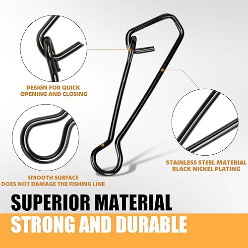 Miniatura 4 de Piscorush Broches de pesca de alta resistencia de acero inoxidable, bonitos broches de pesca, conectores de gancho de señuelo, bloqueo de cambio