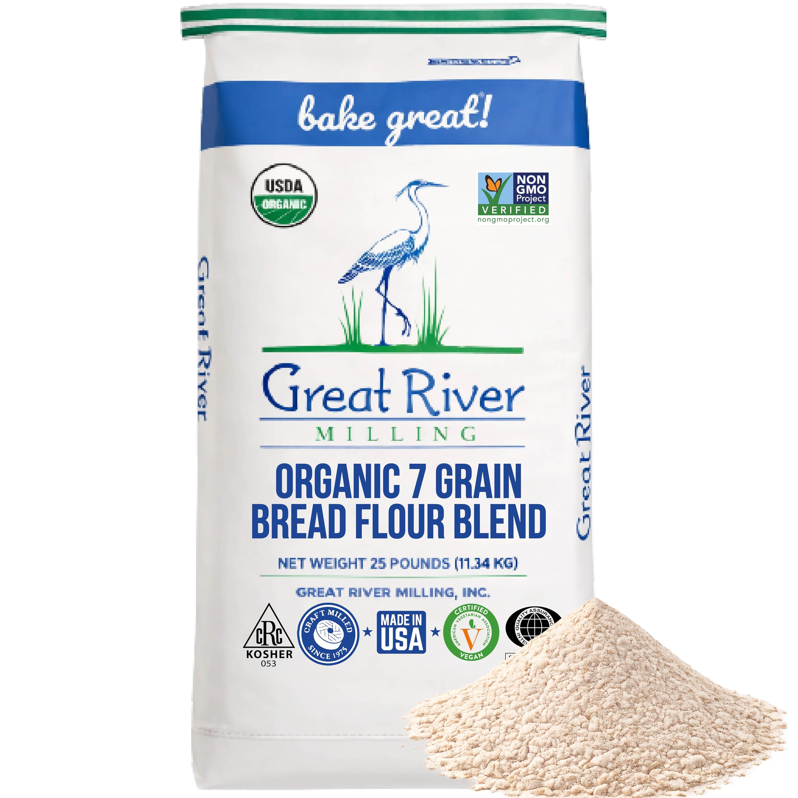 Great River Milling Organic 7 Grain Blend Bread Flour 25 Lb