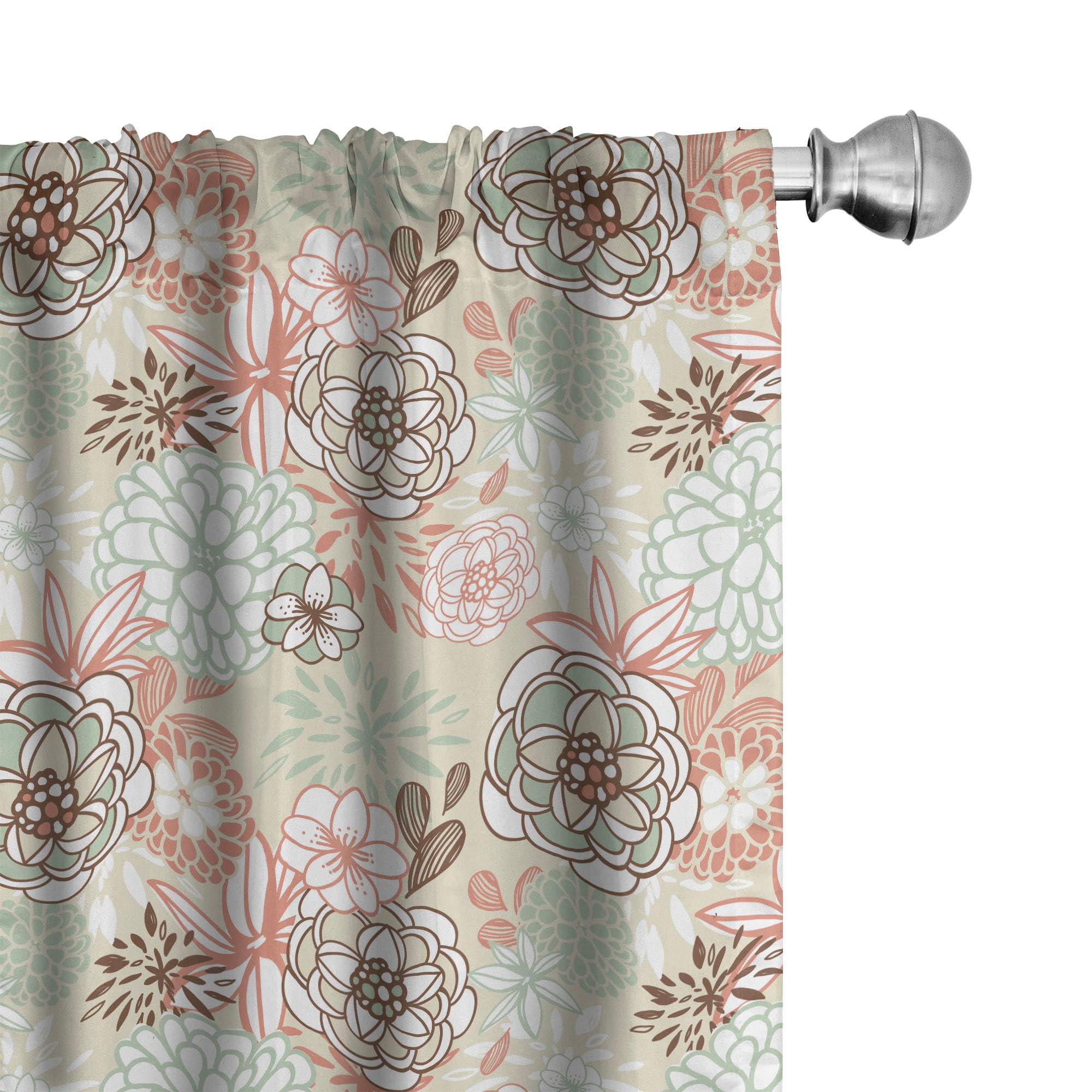 Ambesonne Floral Window Curtains, Vintage Romantic Wildflowers in Various Kinds Doodle Drawing Style Love, Lightweight Decorative Panels Set of 2 with