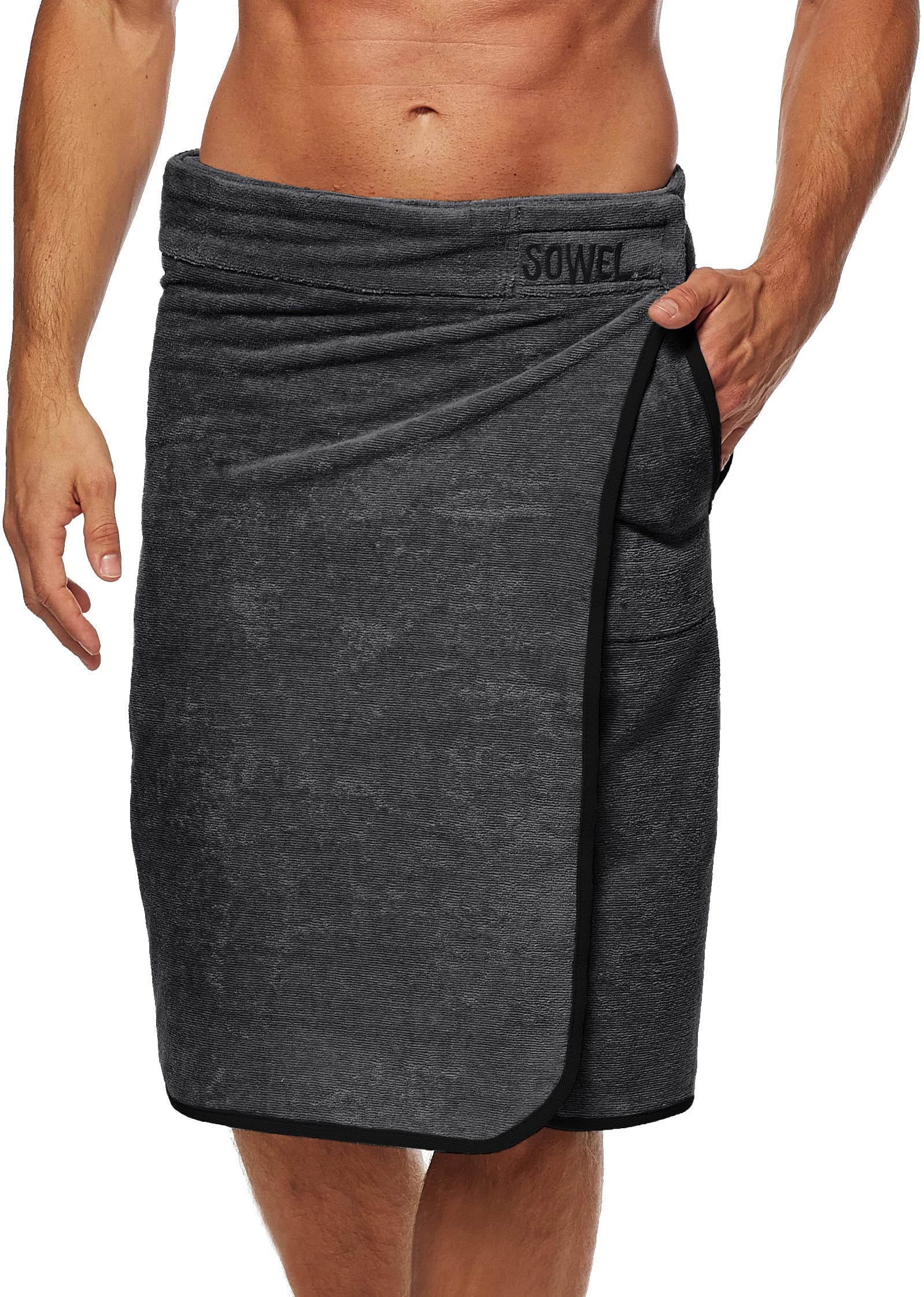 Sowel® Men's Sauna Kilt 100% Organic Cotton GOTS Certified Sauna Towel 60 x 140 cm Anthracite/Black