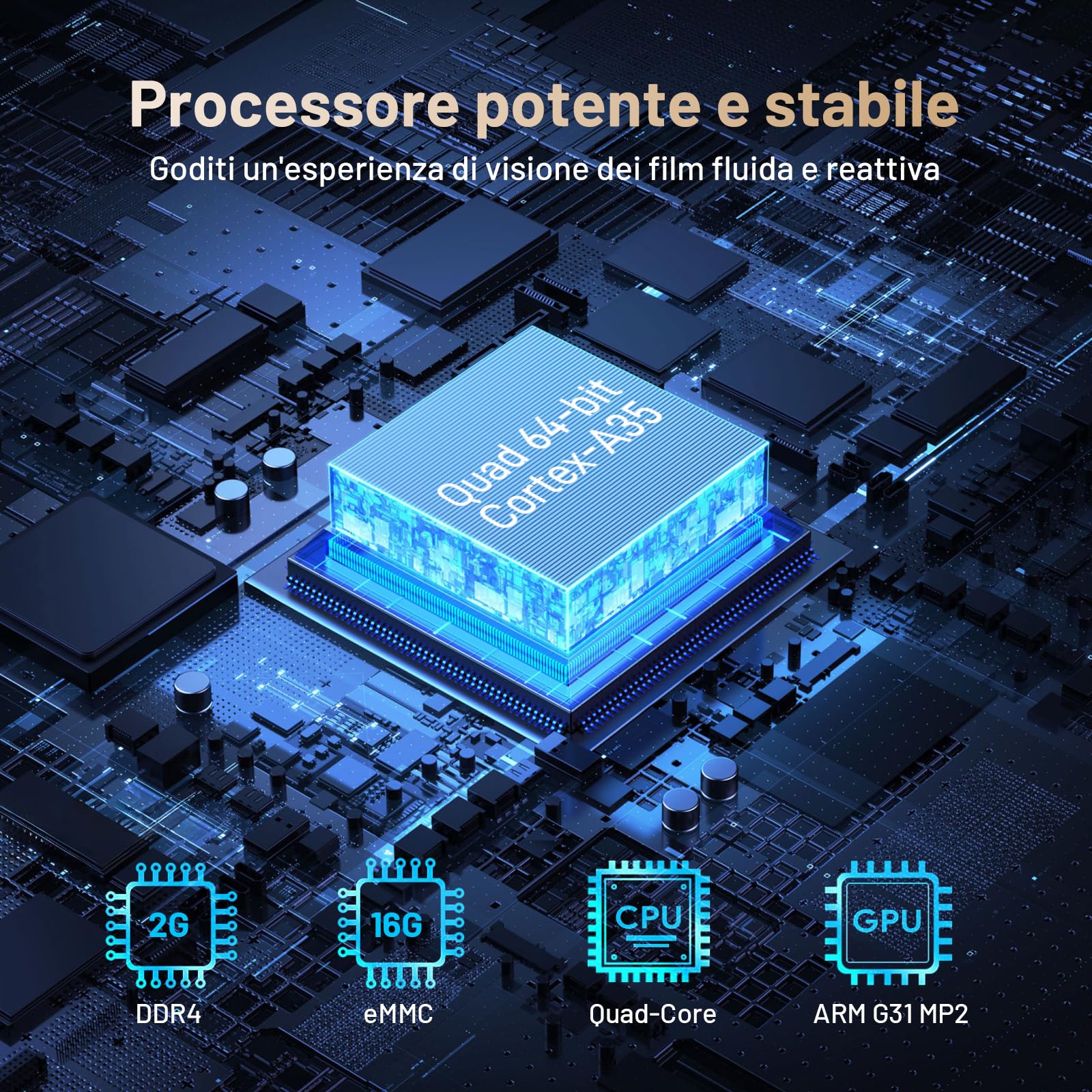 Kinhank TV Box, Smart TV Box 4K HDR10+ UHD, GTV OS, Audio Dolby, Compatibile con Netflix, 2GB+16GB, mirroring dello schermo, lettore multimediale in streaming Voice Assistente WiFi 2.4G+5G, BT5.0
