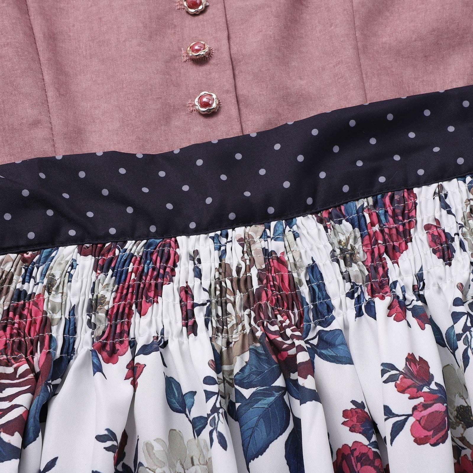 SKFLABOOF Dirndl Midi Damen Lang Trachtenrock Langes Grosse Grössen Samt Dindl Gr 50 Oktoberfest Outfit Dirndlkleid Modern Bluse Schürze Kurz Mit 'Dirndl Stretch Baumwolle