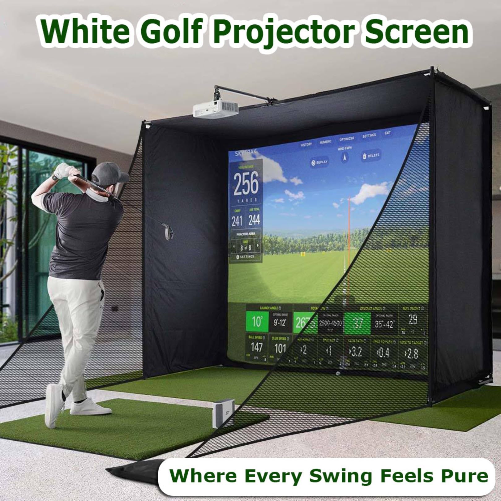Schermo di Impatto per Golf Resistente, Schermo per Simulatore, Proiettore HD Bianco per Pratica Indoor e Outdoor