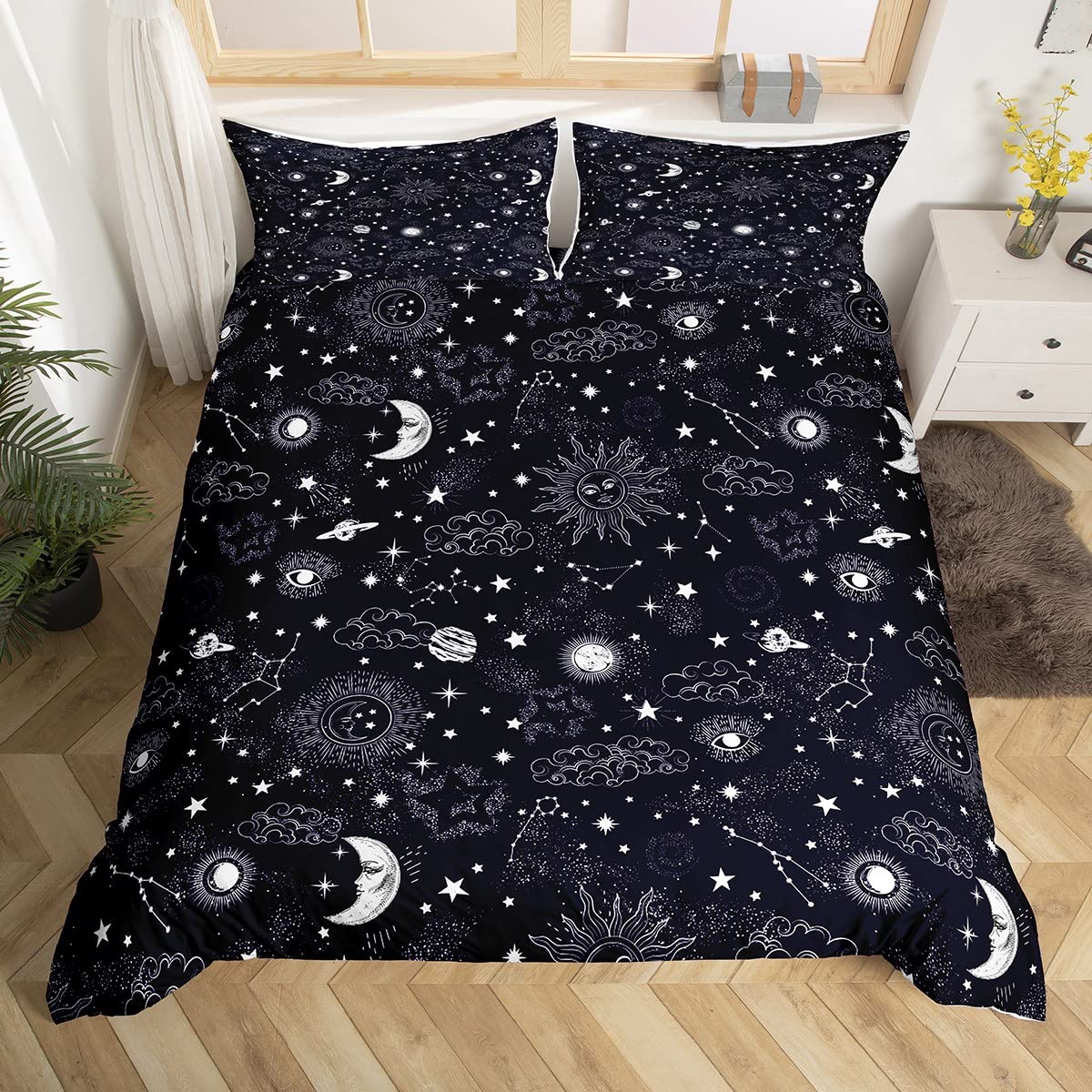 Sun and Moon Duvet Cover Queen Size 