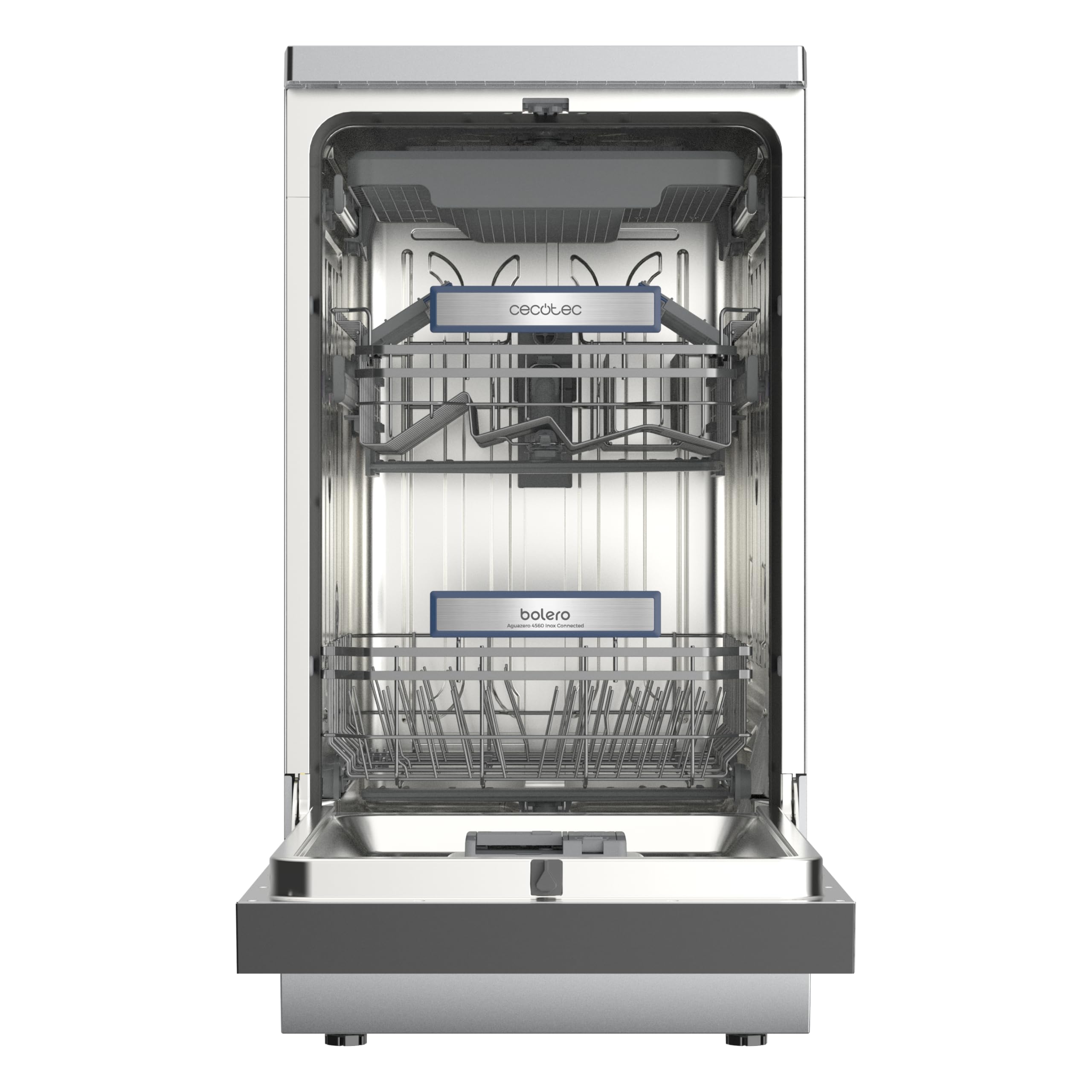 Cecotec Lavastoviglie Libera Installazione 45cm Bolero Aguazero 4560 Inox Connected. 11 Coperti, 6 Programmi, Classe C, Inverter Plus Duo, Pannello Touch,WiFi, O2Dry, Super Dry, Save+, AutoClean, Inox