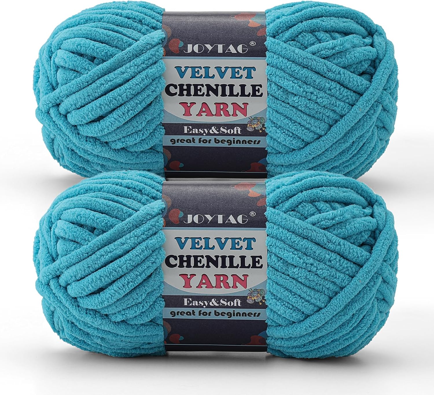 2 Pack Chunky Chenille Yarn for Crocheting and Knitting Beginners,Thick Bulky Plush Fluffy Velvet Soft Baby Blanket Crochet Chenille Yarn for Crocheting Blankets/Amigurumi/DIY Crafts(Bright Rainbow