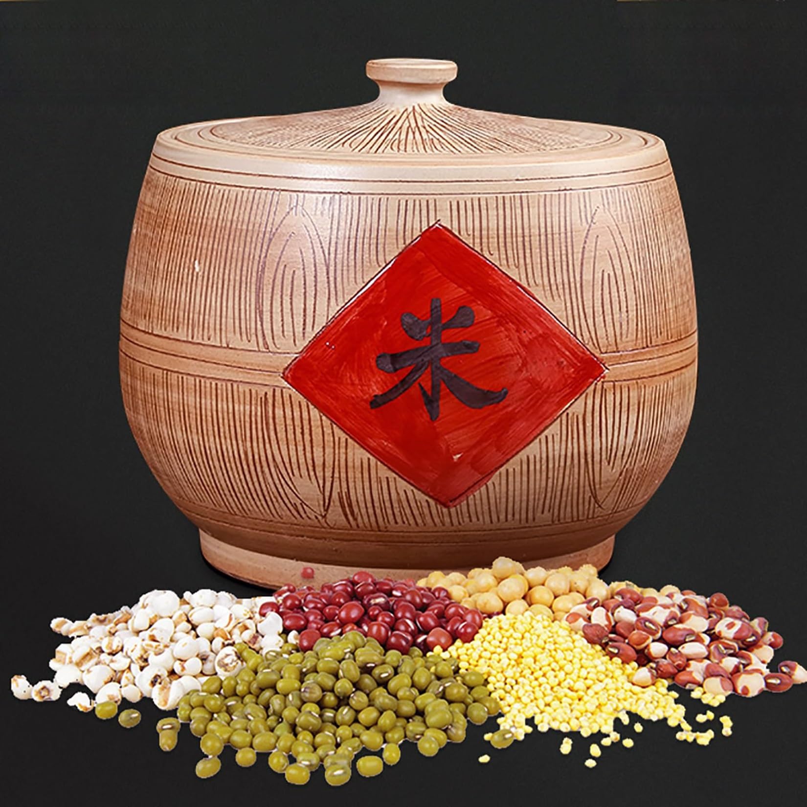 Pojemnik Na Ryż 10KG Ceramiczny Słoik Do Przechowywania W Spiżarni Chlebak & Puszka Na Herbatę, Orzechy, Przekąski, Retro Kuchnia(A,15kg)
