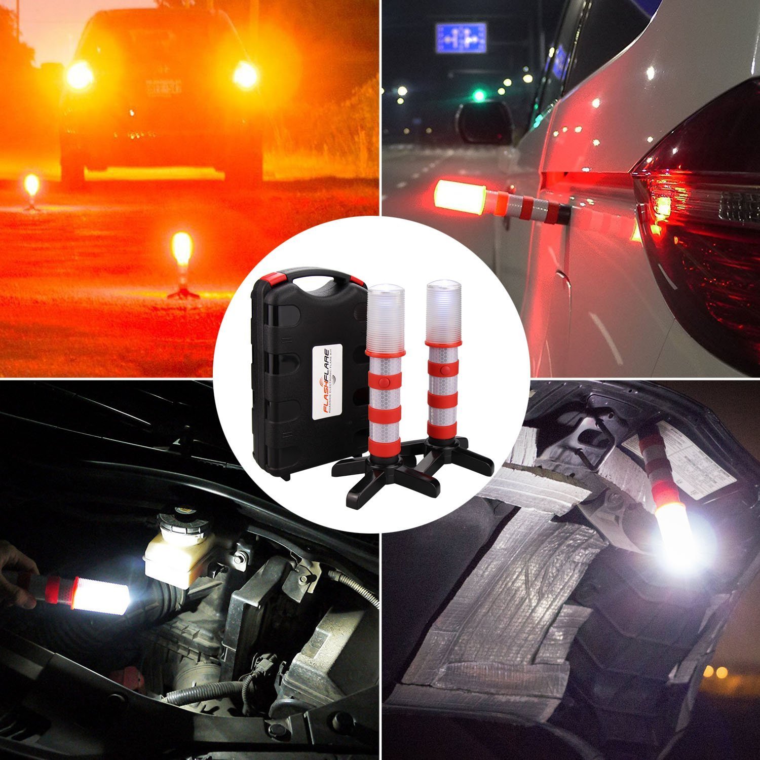 Jx Emergency Roadside Flares Road Safety Strobe Light Led Flashing Flares Warning Hazard Light Highway Beacon Alert2pcs - View #5