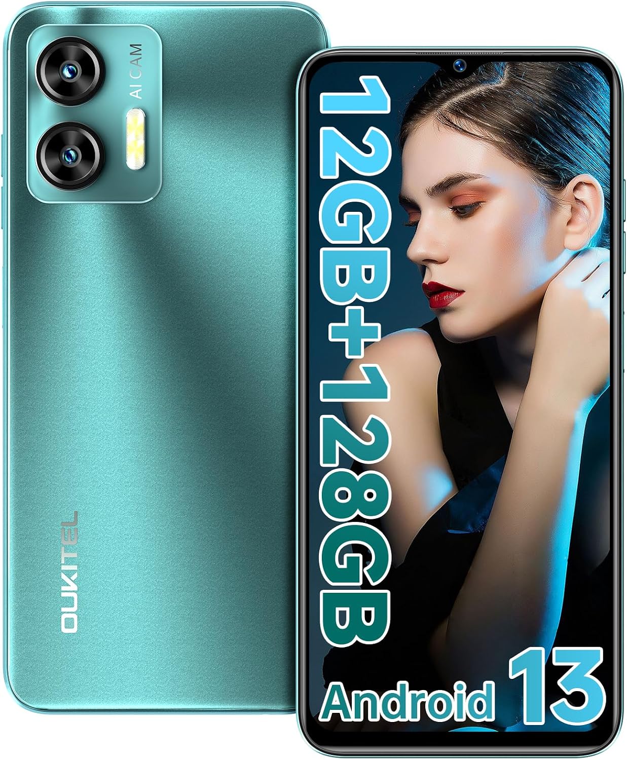 OUKITEL C36 Smartphone 12GB+128GB Android 14 - Téléphone 6.56" 5150mAh 13MP
