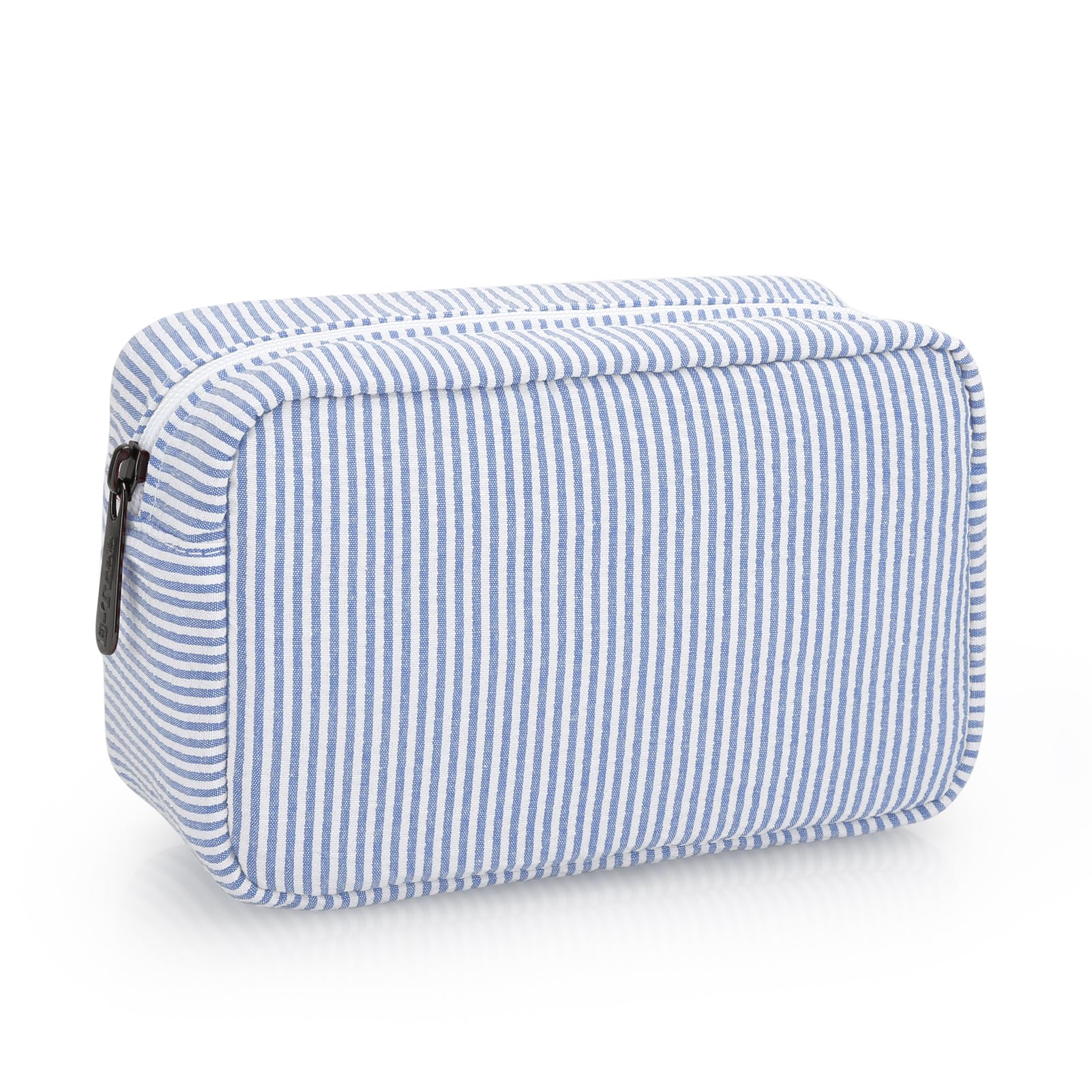 JINSI Travel Makeup Bag for Women Stripe Cosmetic Organizer Toiletry Bag with Zipper Portable Skincare Purses Storage Pouch Cute Beauty Case Clutch Bags