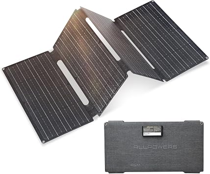 ALLPOWERS SE60 60 W Solar Panel Foldable with 3 Ports USB-C+USB-A+DC, IP68 Waterproof Portable Solar Charger, Mobile Phone Solar Panel Outdoor for Smartphone Mobile Power Bank Camping Hiking Outdoor