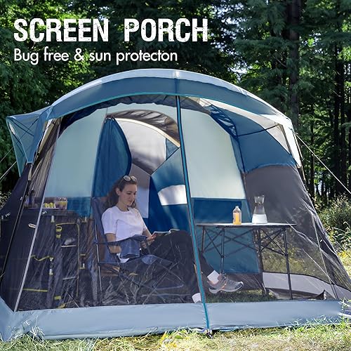 Miniatura 5 de PORTAL Tienda de campaña familiar para 6810 personas con sala de pantalla, tienda de campaña grande resistente al agua con mosca de lluvia, tienda
