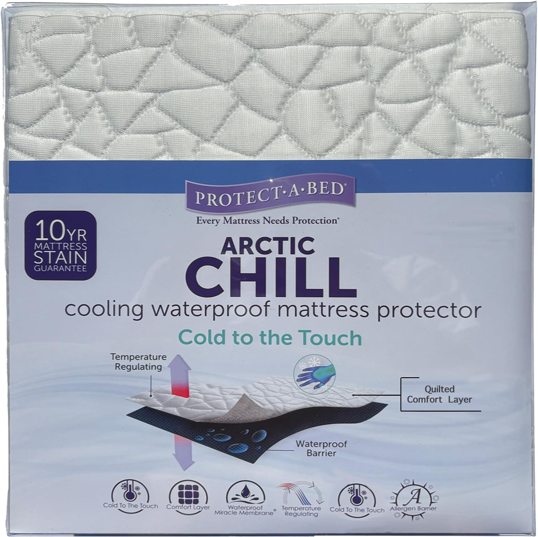 Arctic Chill Mattress Protector, Protect-A-Bed, Waterproof, 5-Sided, Twin
