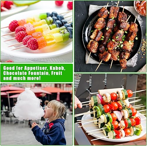 Miniatura 5 de Hysagtek 300 Pinchos de madera natural de bambú para fuente de chocolate, palitos de fondue para barbacoa, fruta, cóctel, kabob, parrilla,
