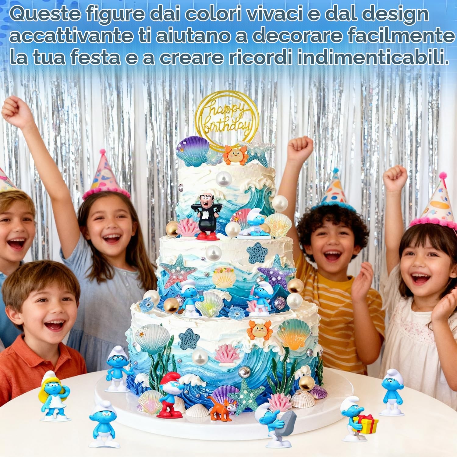 Puffi Mini Figurine, 12 Pezzi Decorazioni Torte Festa Compleanno Cake Topper, Party Supplies per Bambini