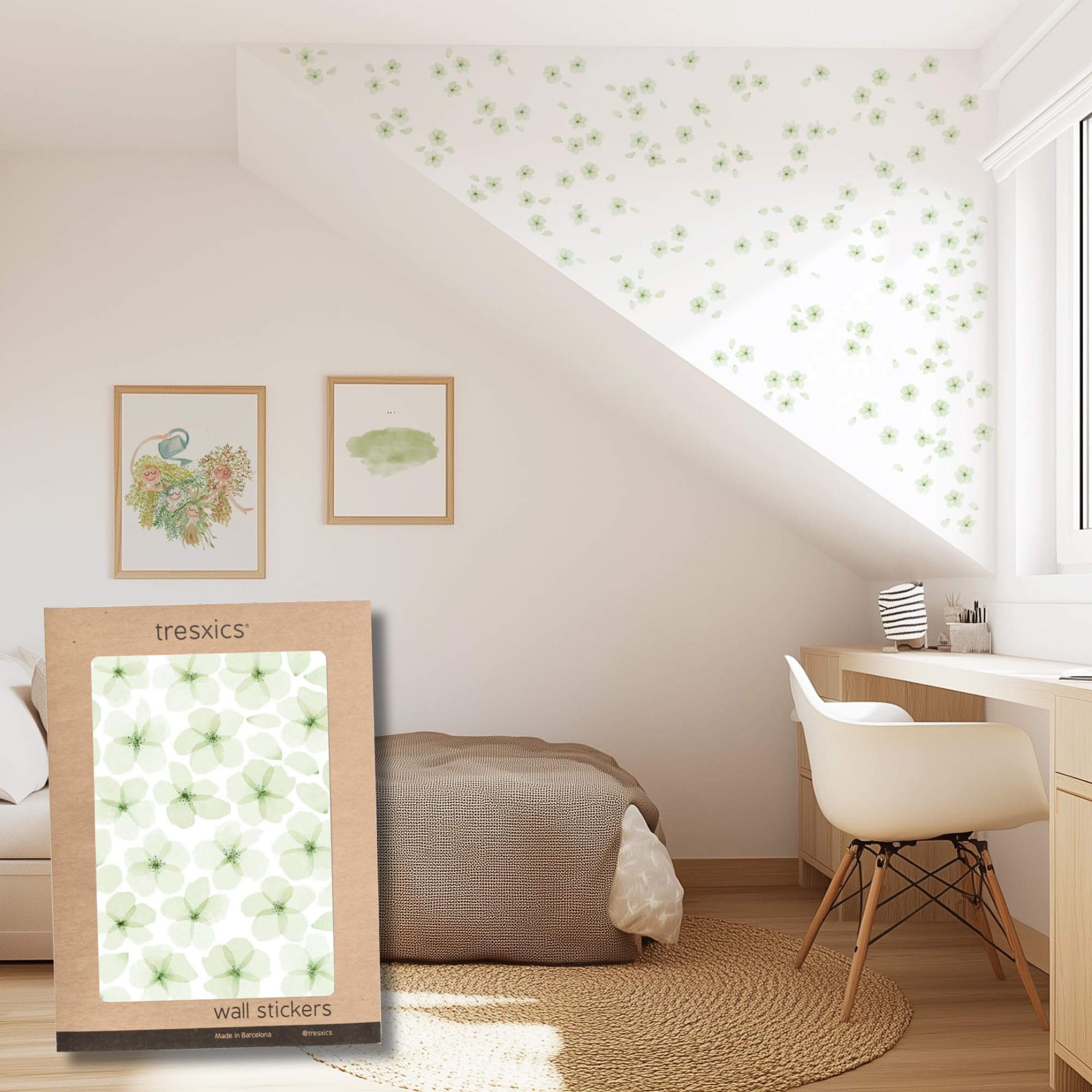TRESXICS Decorative Wall Stickers Cherry Blossom Watercolour, 108 Flowers and 90 Petals