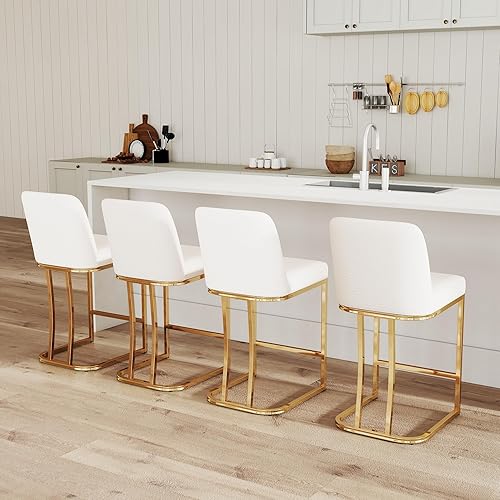 Miniatura 31 de Taburetes de bar modernos de altura de mostrador, juego de 2 taburetes de terciopelo con patas doradas, taburetes de bar de 24 pulgadas, sillas de