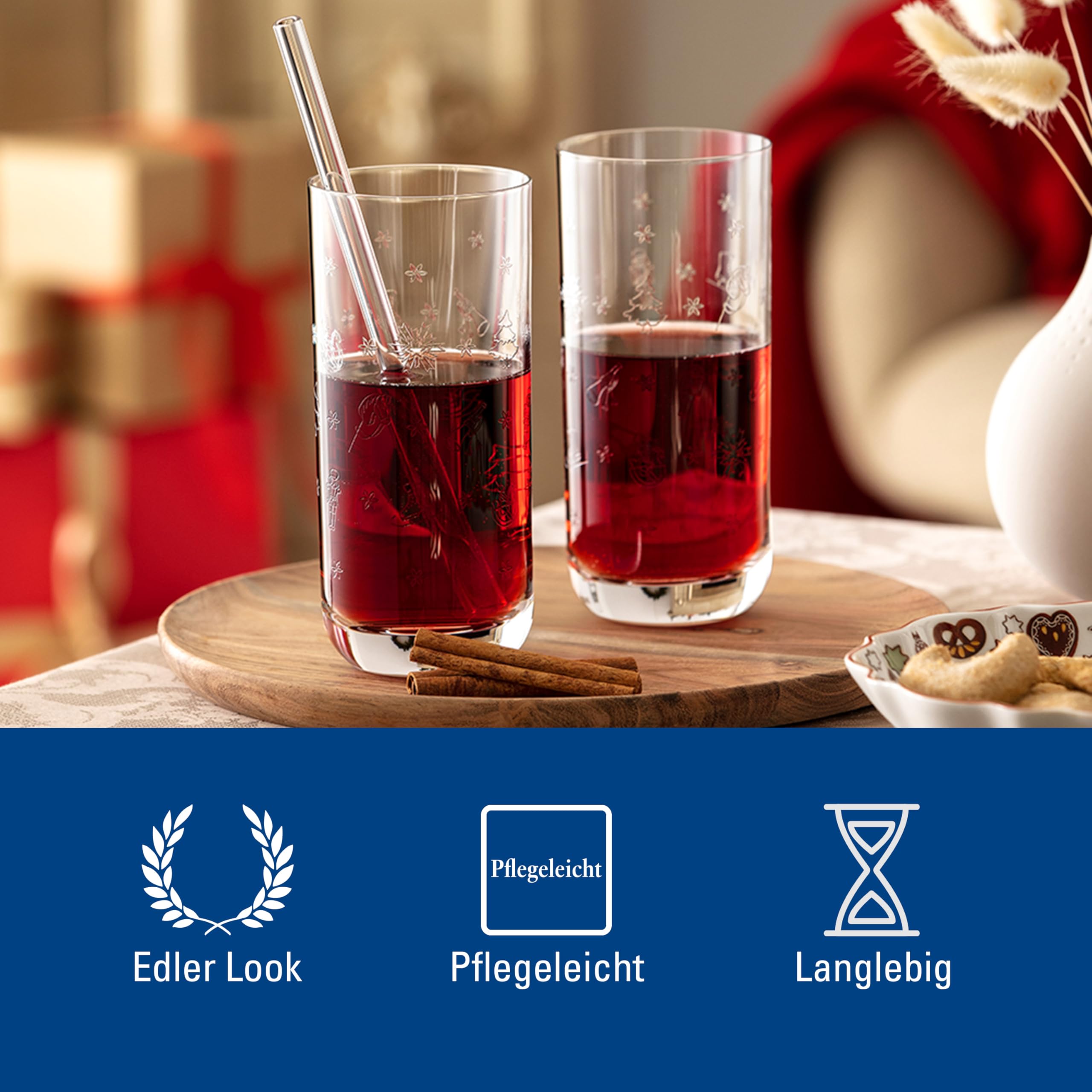 Villeroy & Boch Toy‘s Delight Wasserkaraffe, 1 Liter – Kristallglas Mit Weihnachtsmotiv, Spülmaschinenfest