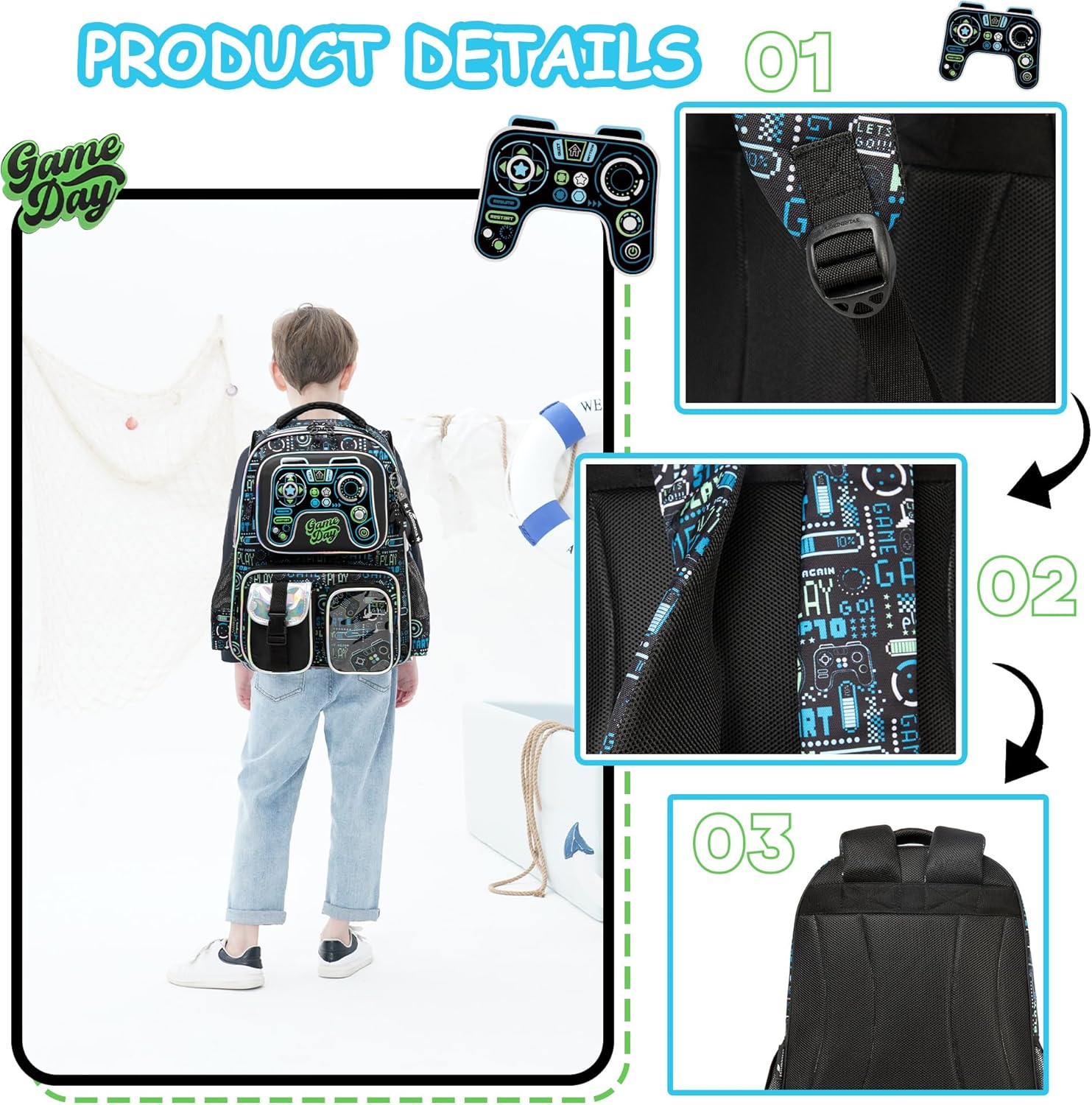 Meetbelify Backpacks for Boys School Backpacks for Elementary Students Ages 8-10 Kids Aesthetic Travel Backpack Laptop Bookbag with Lunch Box Pencil Case 3 in 1 Backpack Set for Boys