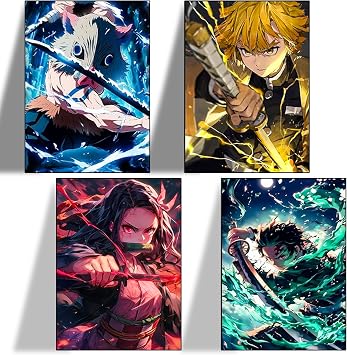 Poster, 4Pcs Anime Poster, Wall Posters, Family Bedroom House Decoration