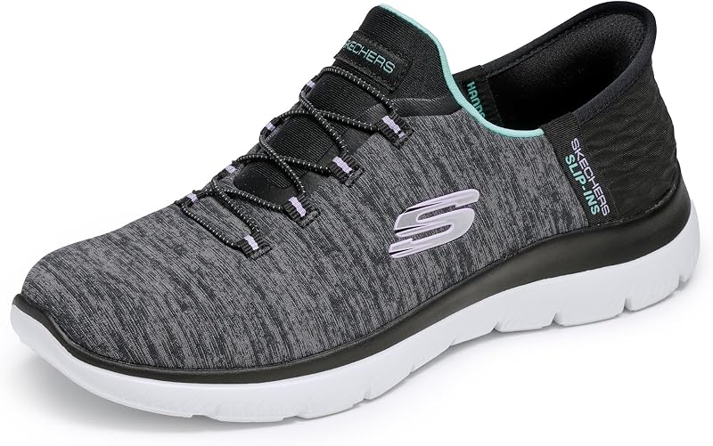 Skechers Summits Dazzling Haze - Zapatillas sin cordones para mujer | Sin cordones, la almohada para el talón mantiene el pie seguro, plantilla de espuma viscoelástica refrigerada por aire, lavable a máquina, suela de tracción flexible