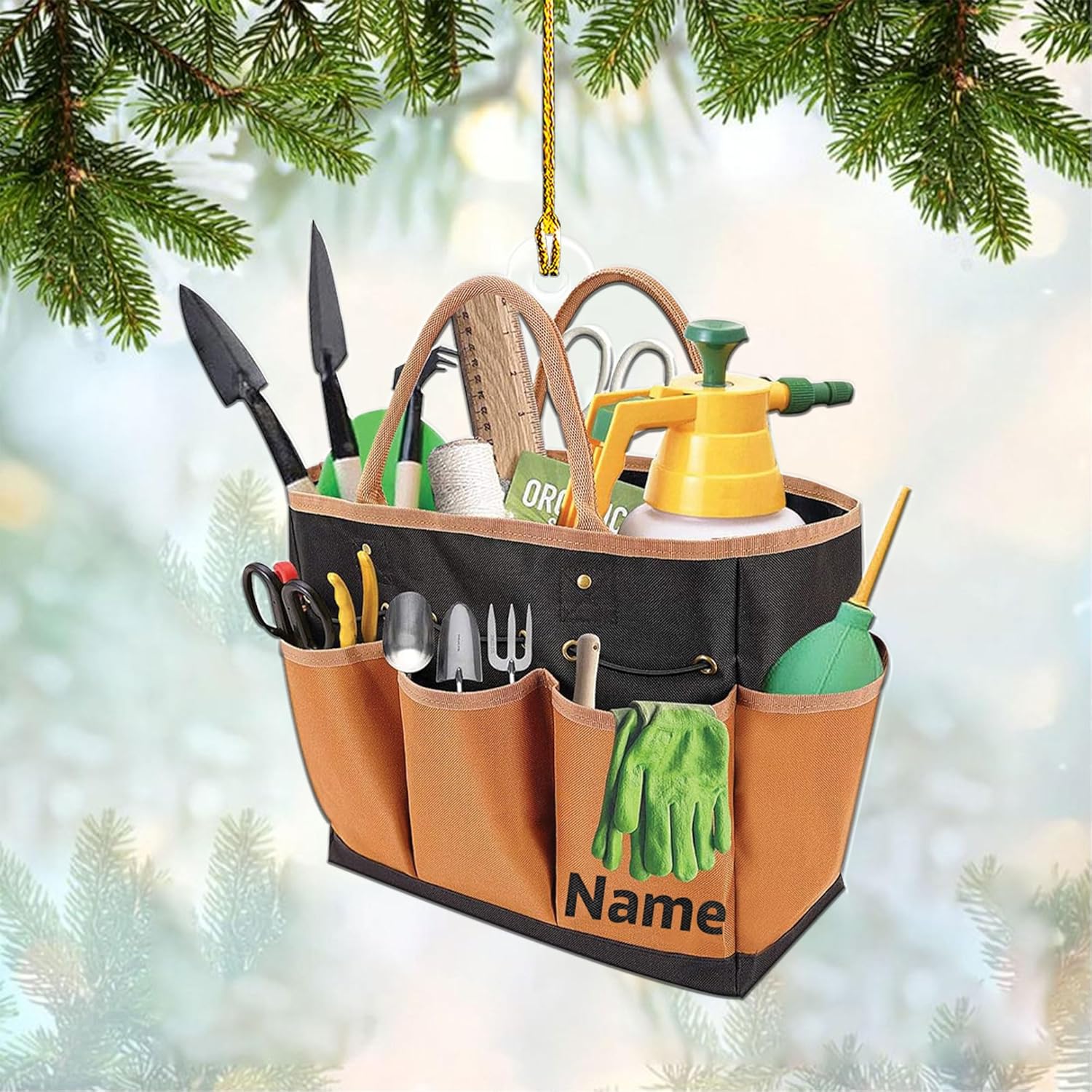 Personalized Christmas Garden Tools Bag Ornament