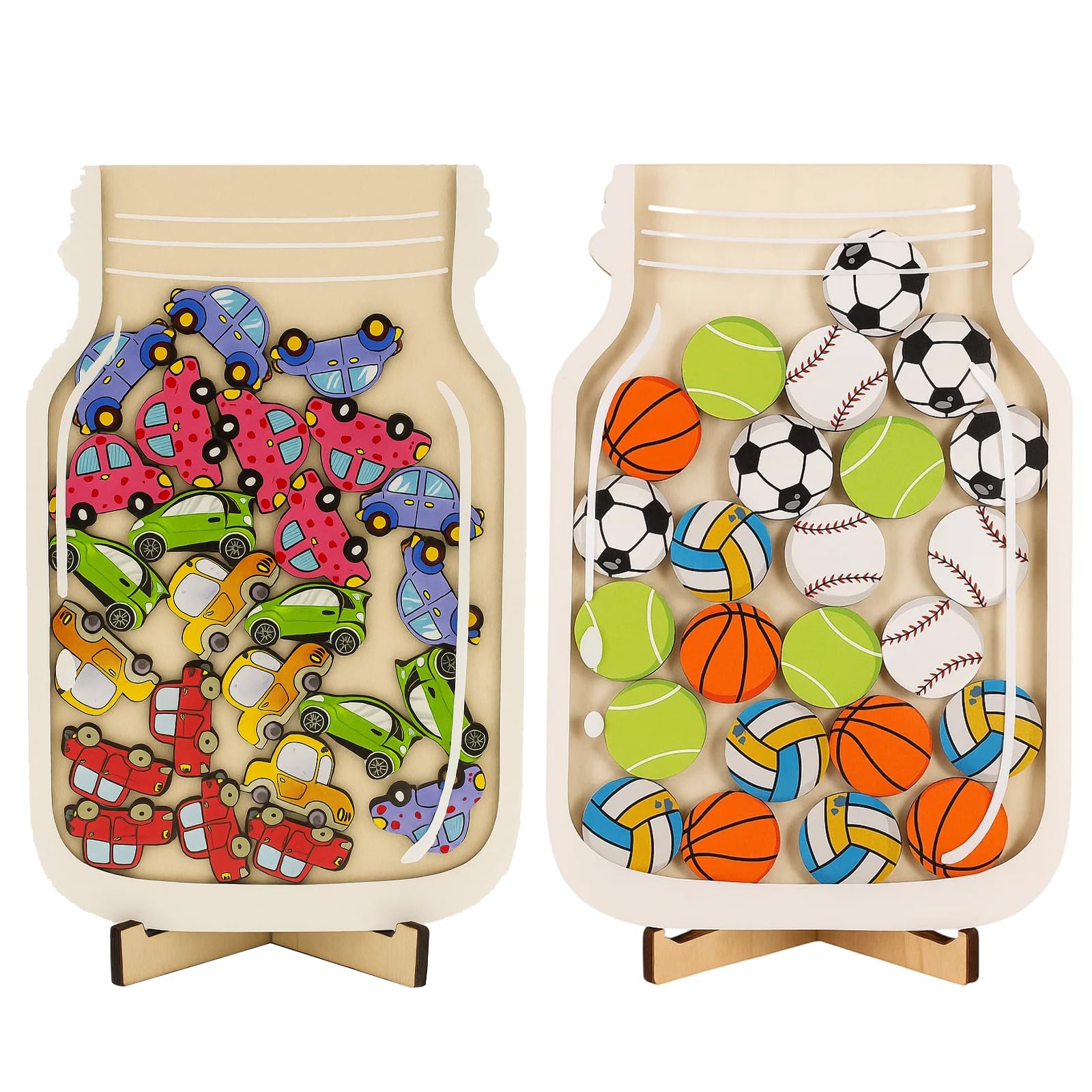 Reward Jars for Children, 2 Pack Star Reward Jar System with Colorful Balls and Cars, Magnetic Reward Chart for Toddler Behavior Management, Potty Training, Classroom Incentives