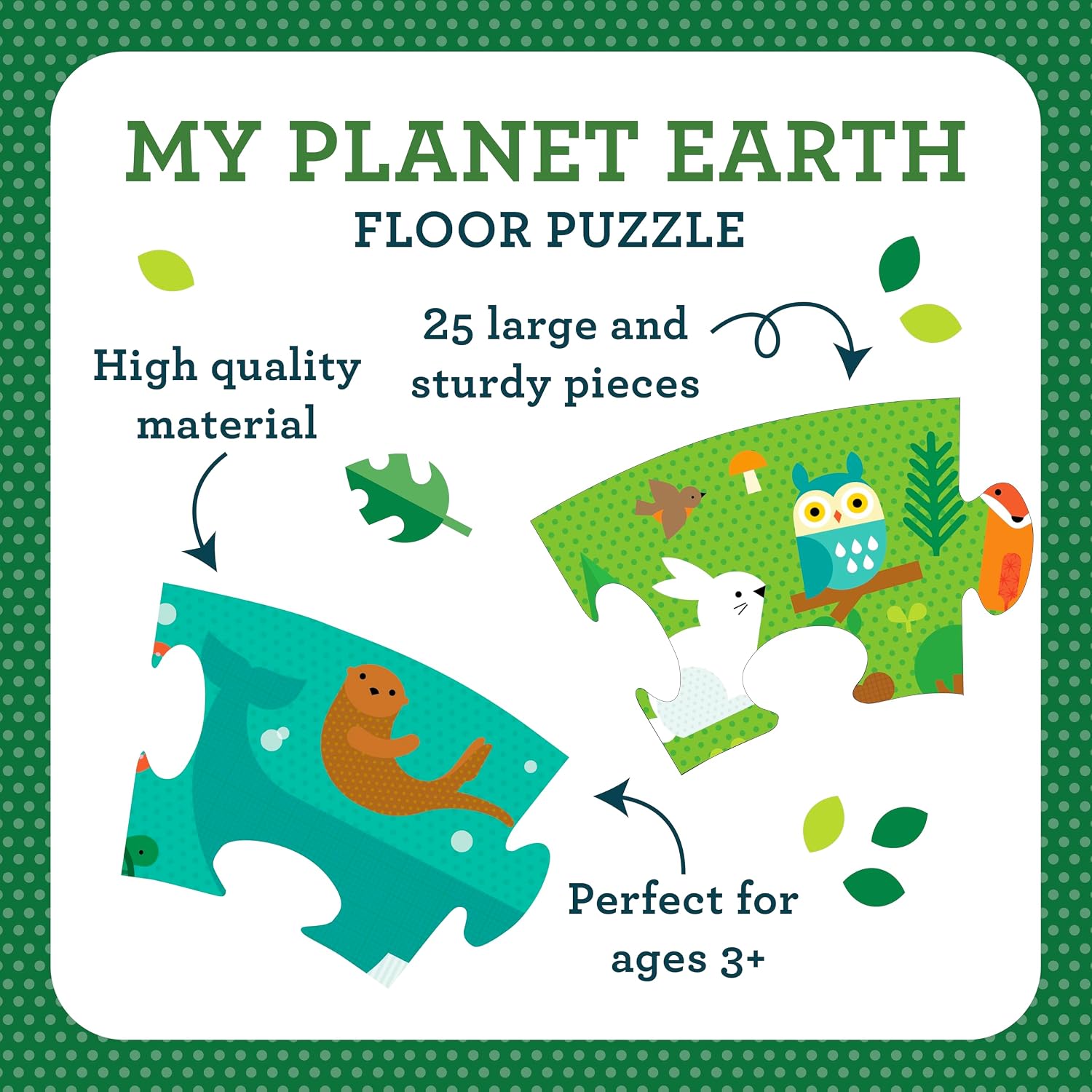 Petit Collage: 20th Anniversary Planet Earth Floor Puzzle - 25 Piece Chunky Shaped Puzzle - Eco-Friendly Gift and Activity for Kids image 5